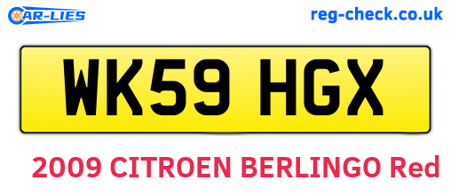 WK59HGX are the vehicle registration plates.