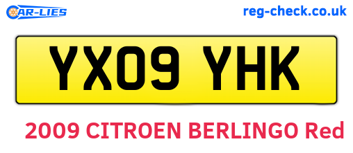 YX09YHK are the vehicle registration plates.