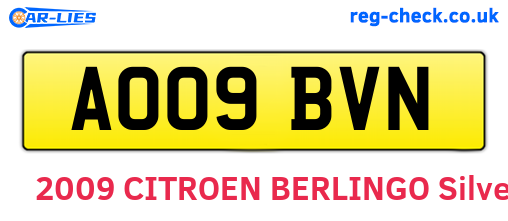 AO09BVN are the vehicle registration plates.