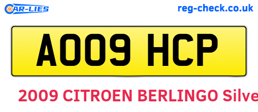 AO09HCP are the vehicle registration plates.