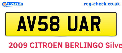 AV58UAR are the vehicle registration plates.