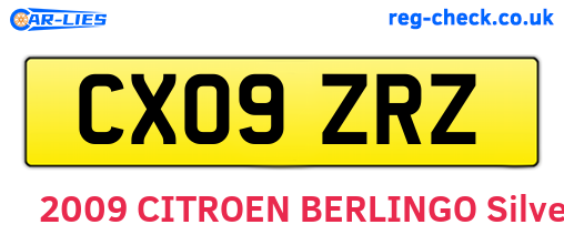 CX09ZRZ are the vehicle registration plates.