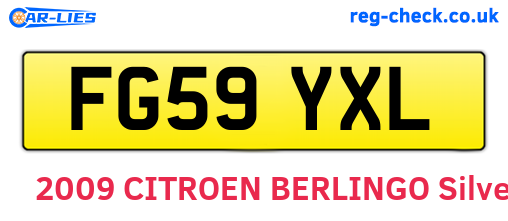 FG59YXL are the vehicle registration plates.