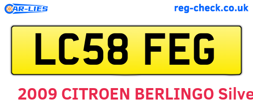 LC58FEG are the vehicle registration plates.
