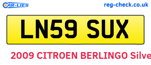 LN59SUX are the vehicle registration plates.