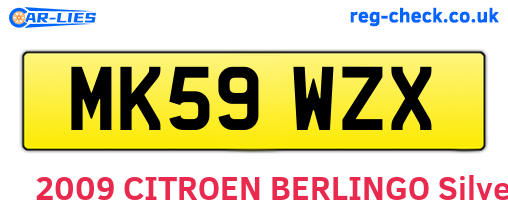 MK59WZX are the vehicle registration plates.