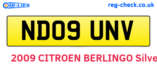 ND09UNV are the vehicle registration plates.