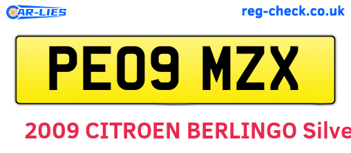 PE09MZX are the vehicle registration plates.