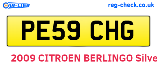 PE59CHG are the vehicle registration plates.