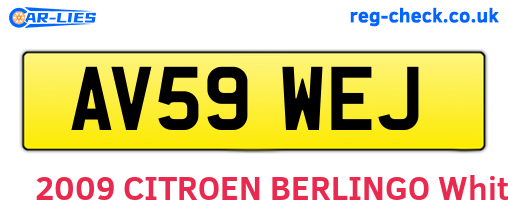 AV59WEJ are the vehicle registration plates.