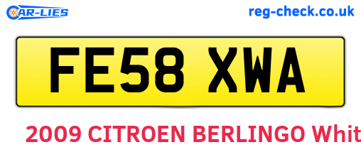 FE58XWA are the vehicle registration plates.