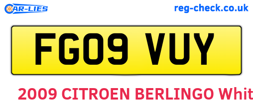 FG09VUY are the vehicle registration plates.