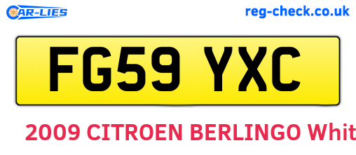 FG59YXC are the vehicle registration plates.