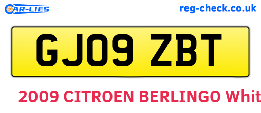 GJ09ZBT are the vehicle registration plates.