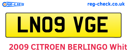 LN09VGE are the vehicle registration plates.