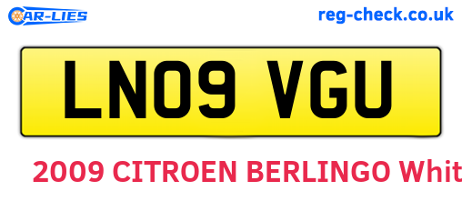 LN09VGU are the vehicle registration plates.