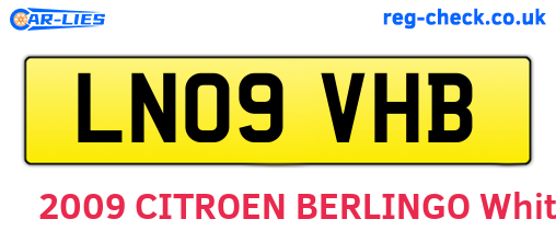 LN09VHB are the vehicle registration plates.