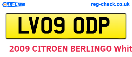 LV09ODP are the vehicle registration plates.