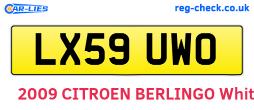 LX59UWO are the vehicle registration plates.