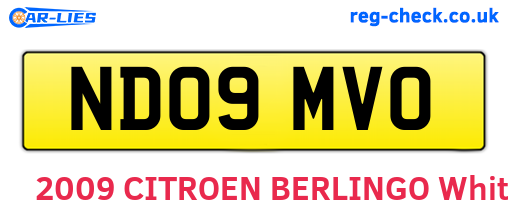 ND09MVO are the vehicle registration plates.