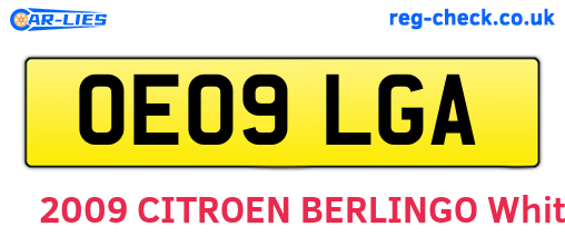 OE09LGA are the vehicle registration plates.