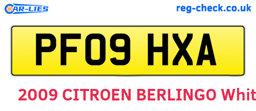 PF09HXA are the vehicle registration plates.