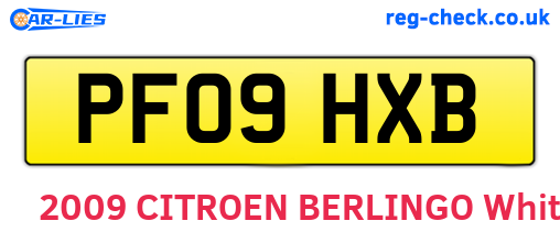 PF09HXB are the vehicle registration plates.