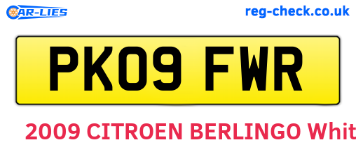 PK09FWR are the vehicle registration plates.