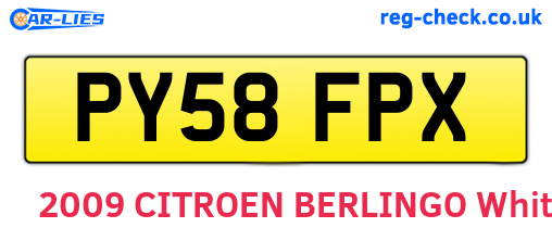 PY58FPX are the vehicle registration plates.
