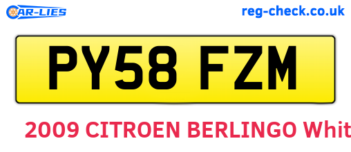 PY58FZM are the vehicle registration plates.