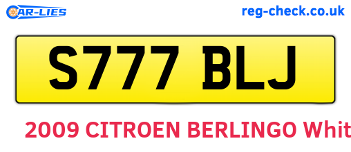 S777BLJ are the vehicle registration plates.