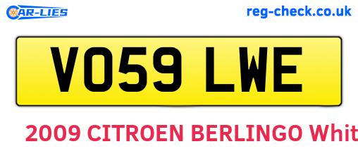 VO59LWE are the vehicle registration plates.