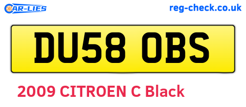 DU58OBS are the vehicle registration plates.