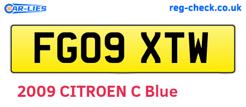 FG09XTW are the vehicle registration plates.