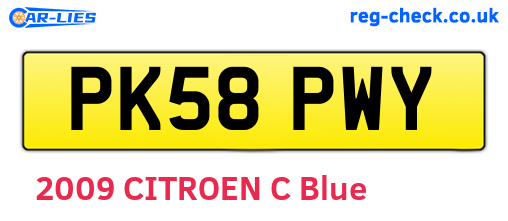 PK58PWY are the vehicle registration plates.