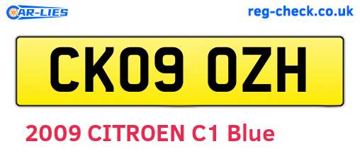 CK09OZH are the vehicle registration plates.