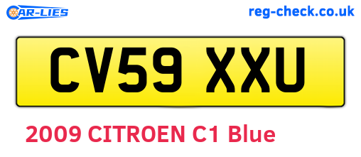 CV59XXU are the vehicle registration plates.