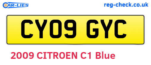CY09GYC are the vehicle registration plates.