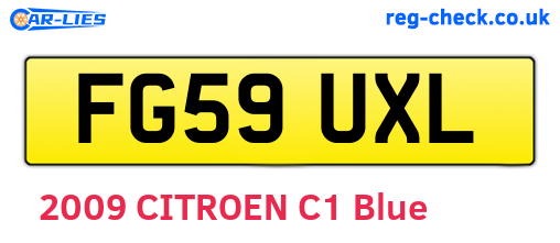 FG59UXL are the vehicle registration plates.