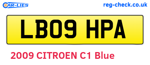 LB09HPA are the vehicle registration plates.