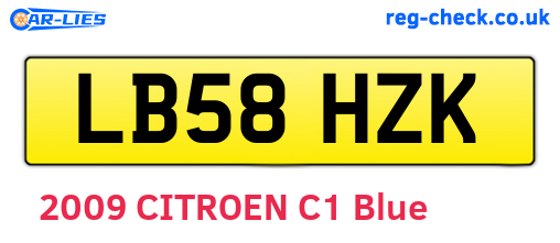 LB58HZK are the vehicle registration plates.