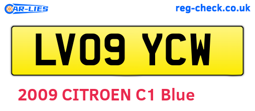 LV09YCW are the vehicle registration plates.