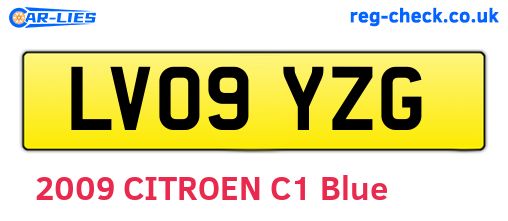 LV09YZG are the vehicle registration plates.
