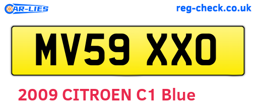 MV59XXO are the vehicle registration plates.