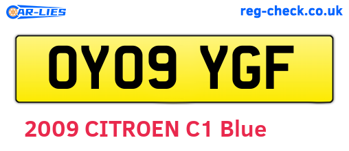 OY09YGF are the vehicle registration plates.