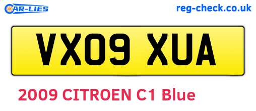 VX09XUA are the vehicle registration plates.