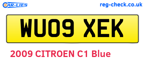 WU09XEK are the vehicle registration plates.