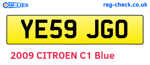 YE59JGO are the vehicle registration plates.
