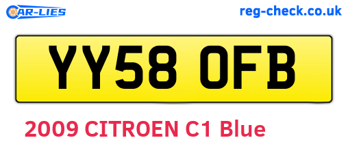 YY58OFB are the vehicle registration plates.