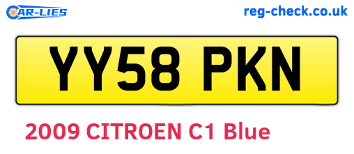 YY58PKN are the vehicle registration plates.